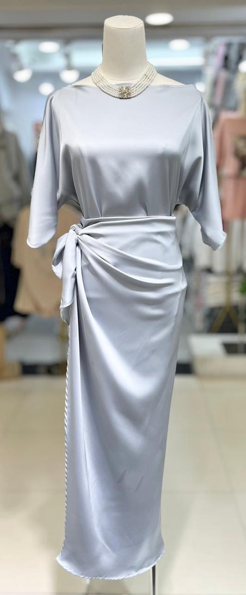 Women Elegant Satin Wrap Tie Dresses